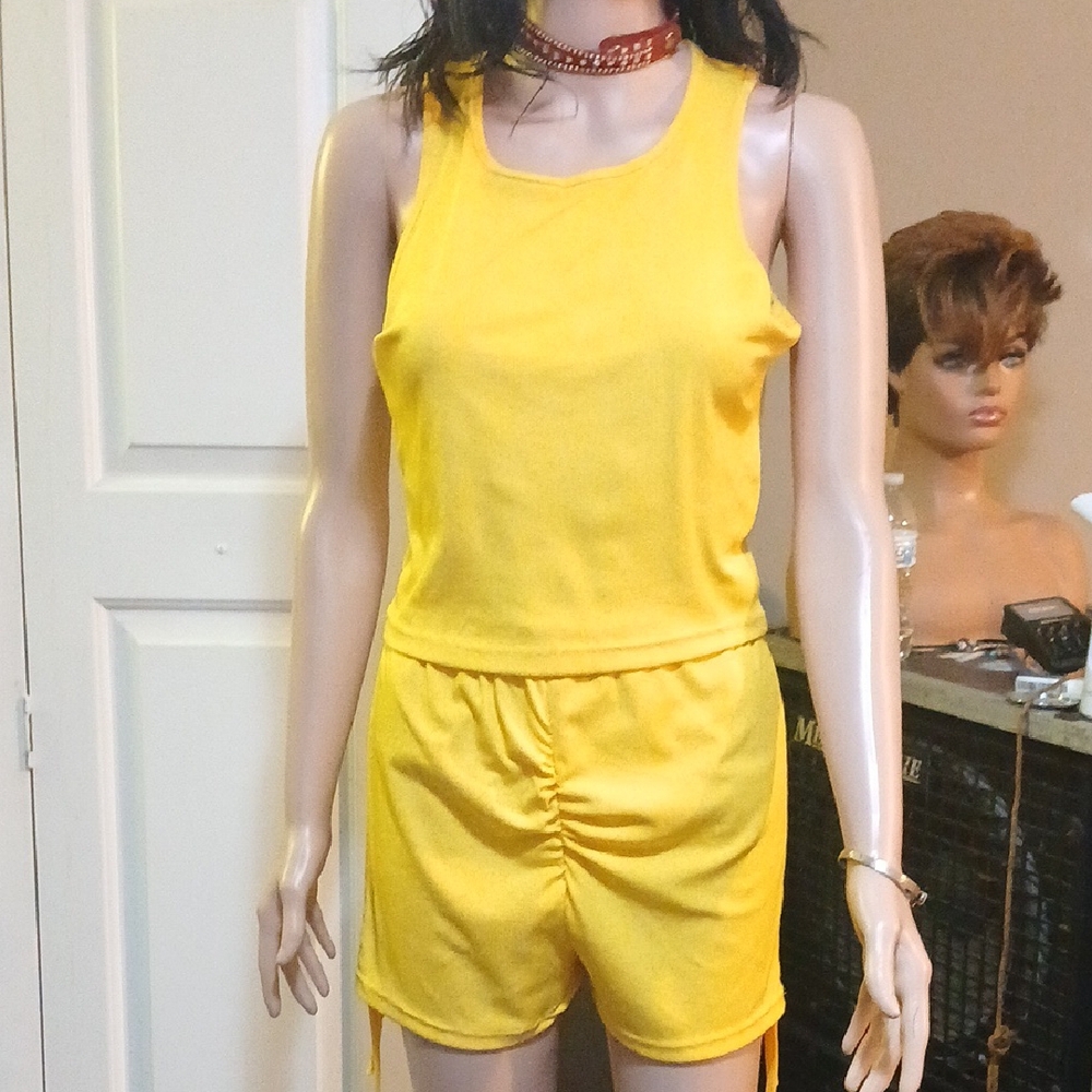 Shein Yellow Sleeveless Top and Shorts Set
